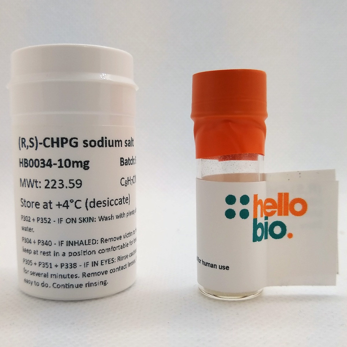 (R,S)-CHPG sodium salt product vial image | Hello Bio