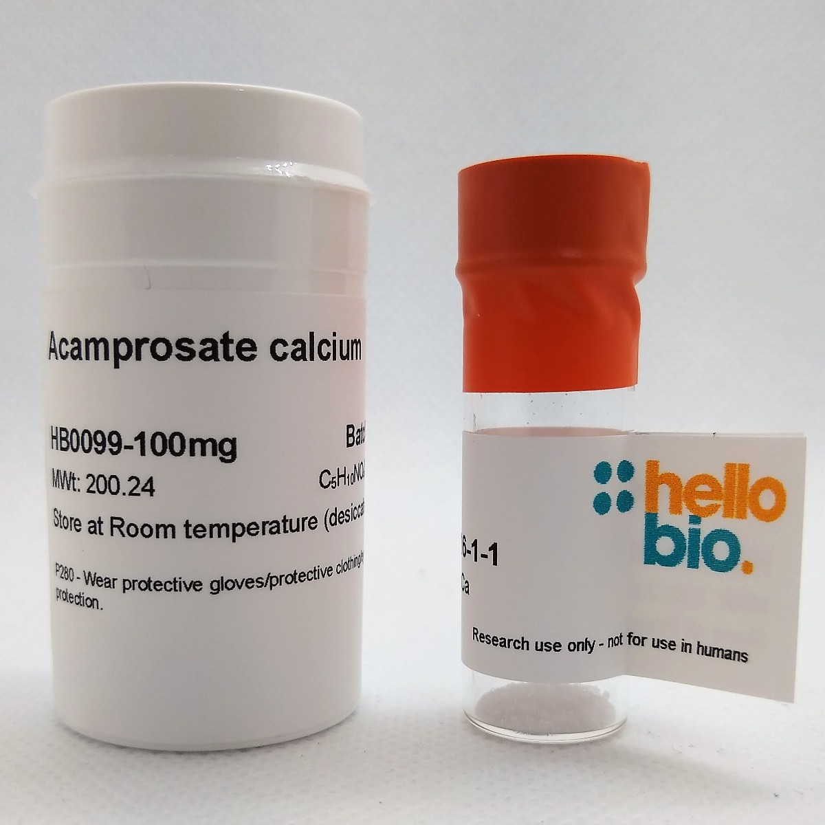 Acamprosate calcium product vial image | Hello Bio
