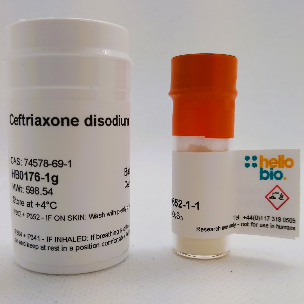 Ceftriaxone disodium salt product vial image | Hello Bio