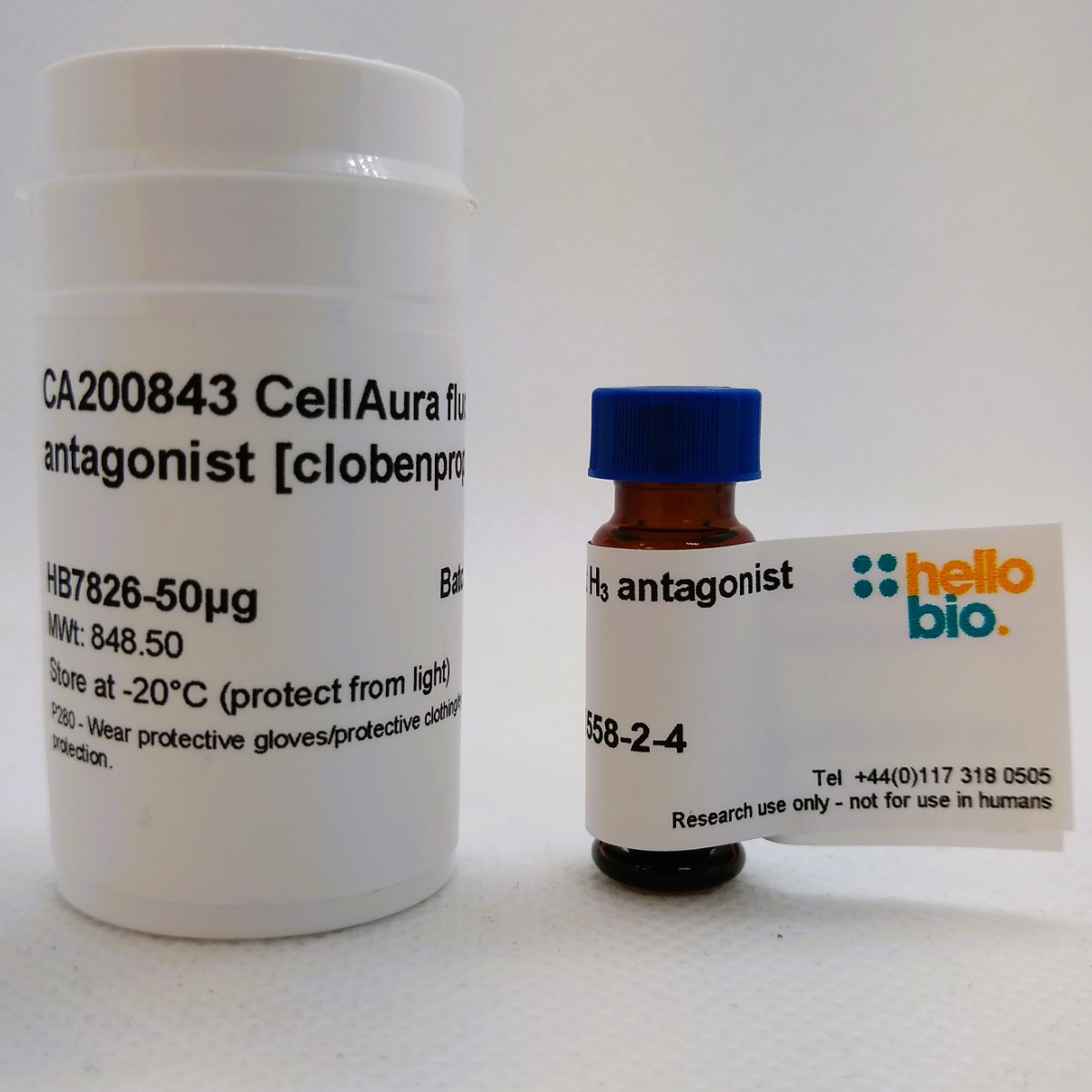 CellAura fluorescent H3 antagonist [clobenpropit] product vial image | Hello Bio