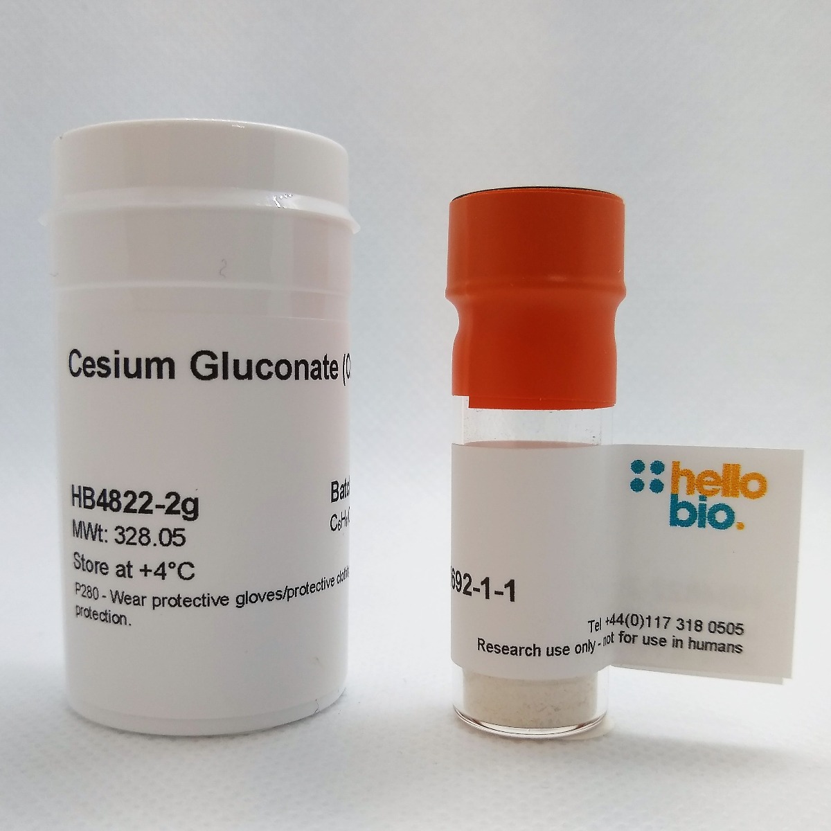 Cesium Gluconate (Cs-Gluc) product vial image | Hello Bio