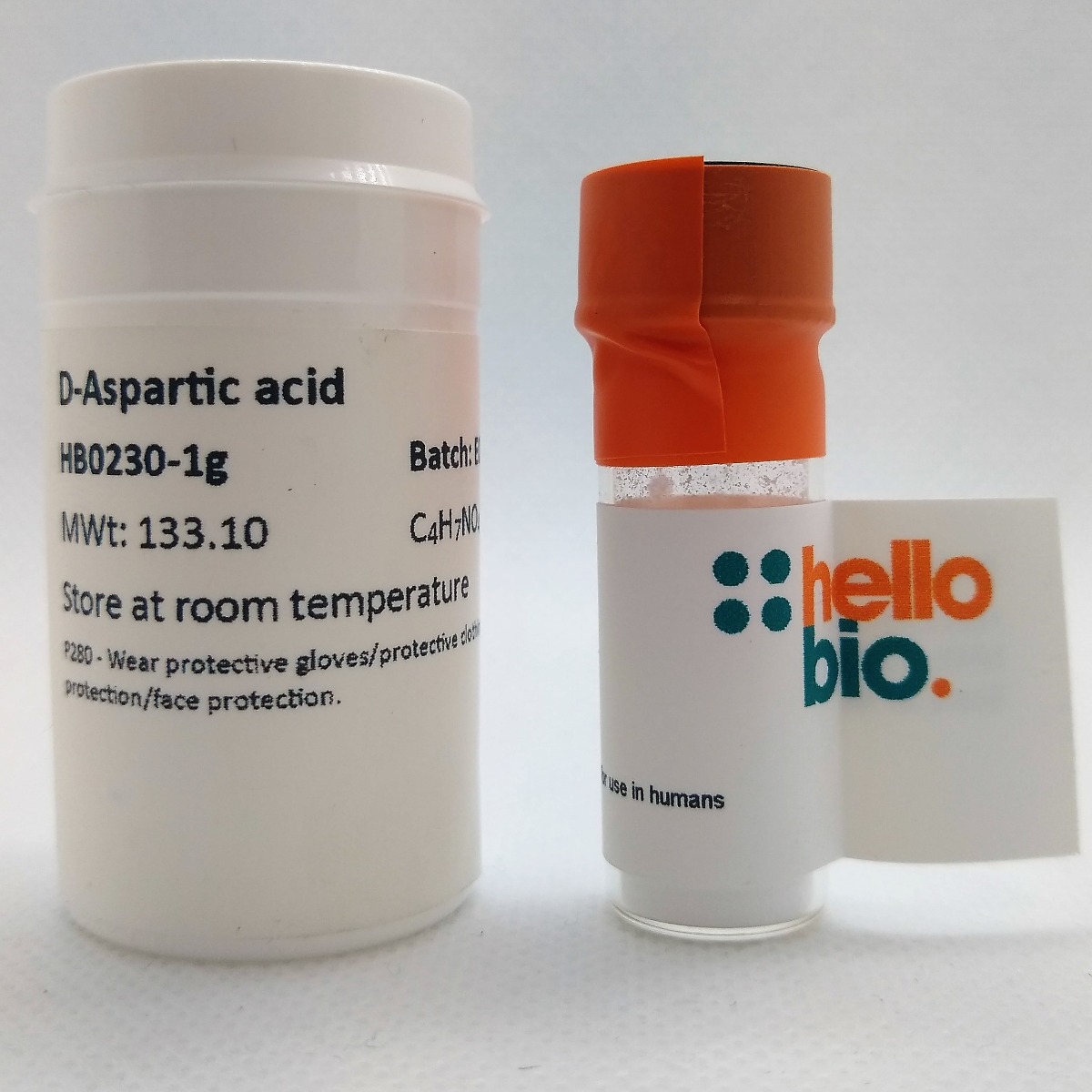 D-Aspartic acid product vial image | Hello Bio