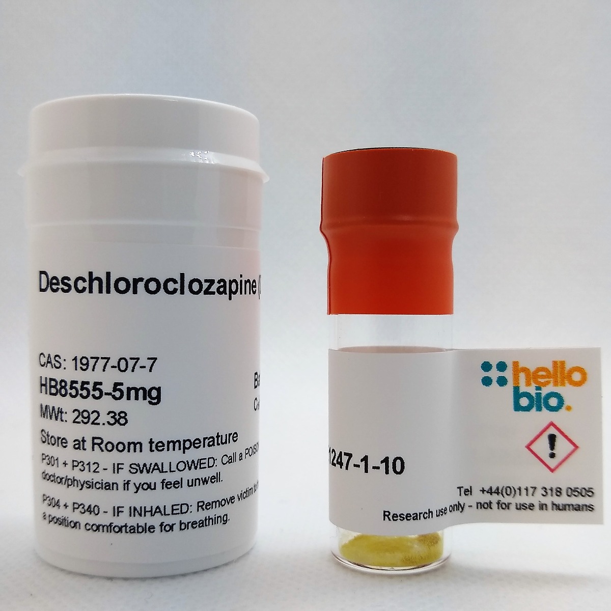 Deschloroclozapine (DCZ) product vial image | Hello Bio