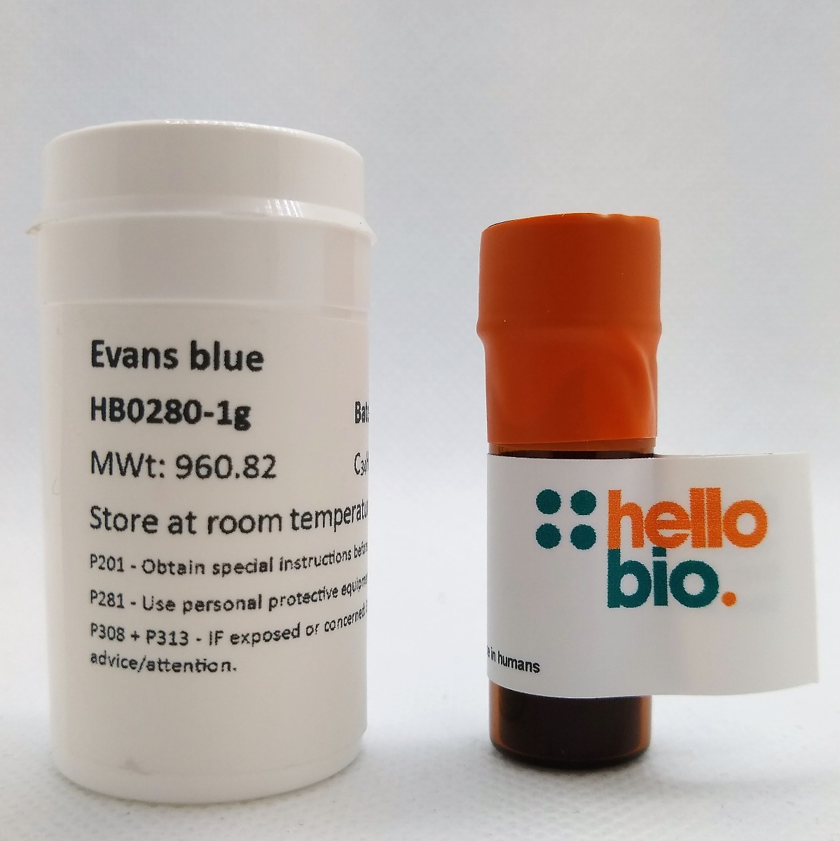 Evans blue product vial image | Hello Bio
