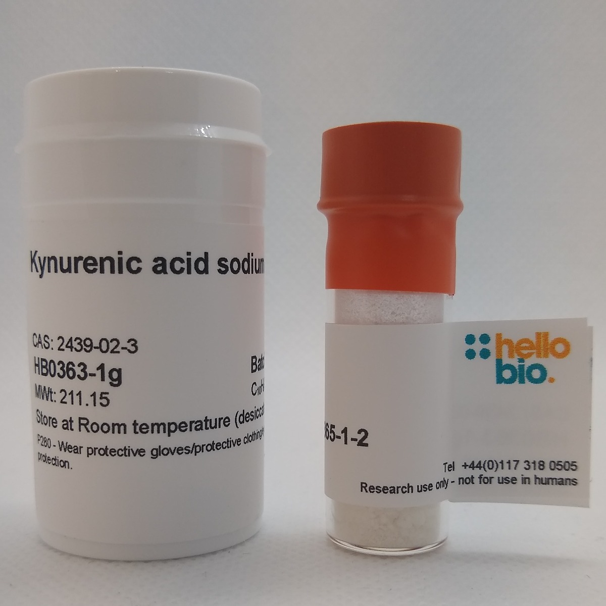 Kynurenic acid sodium salt product vial image | Hello Bio