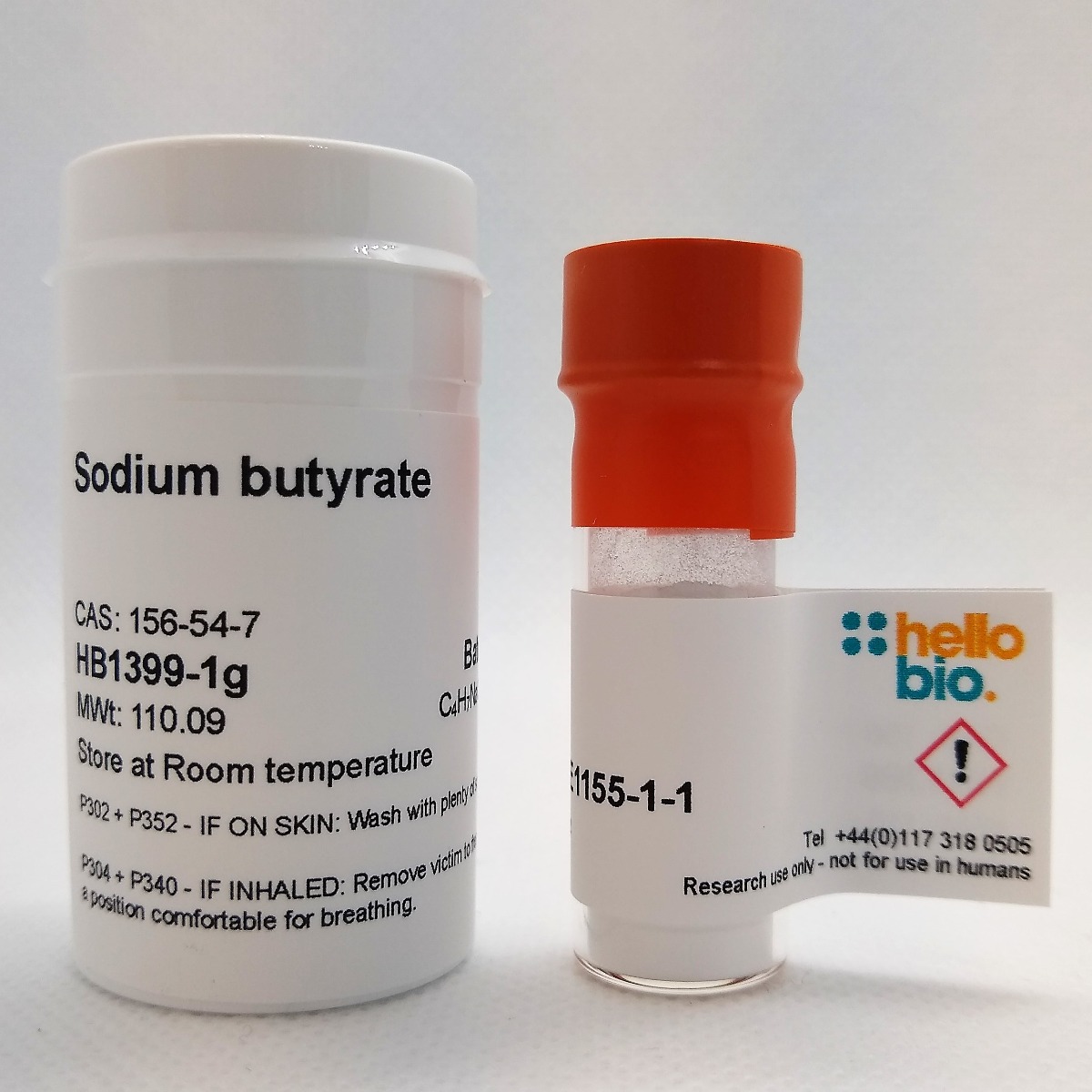 Sodium butyrate product vial image | Hello Bio